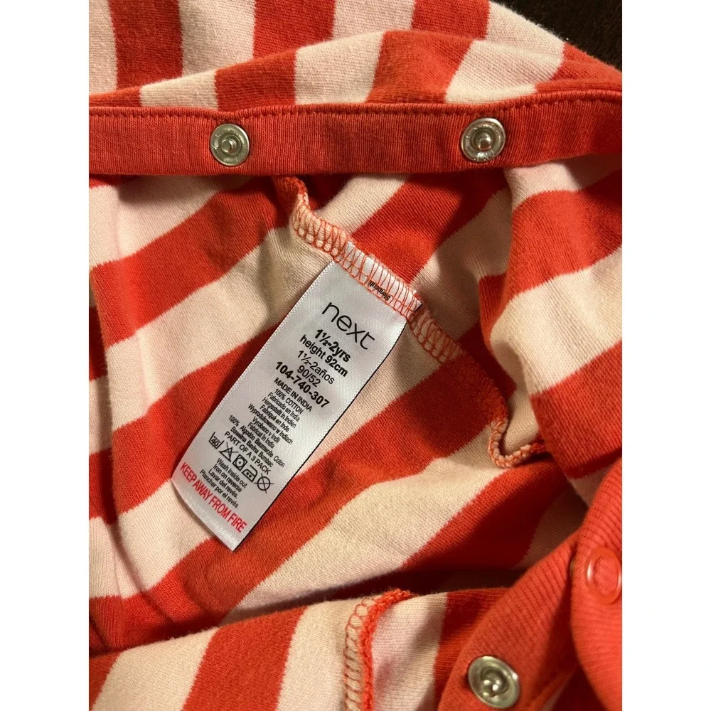 Next Baby Boys Red White Striped Truck Footed Sleeper Romper 1.5-2 Years 92cm